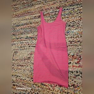 Forever 21 Pink and White Sheath Midi Dress New W/o Tags